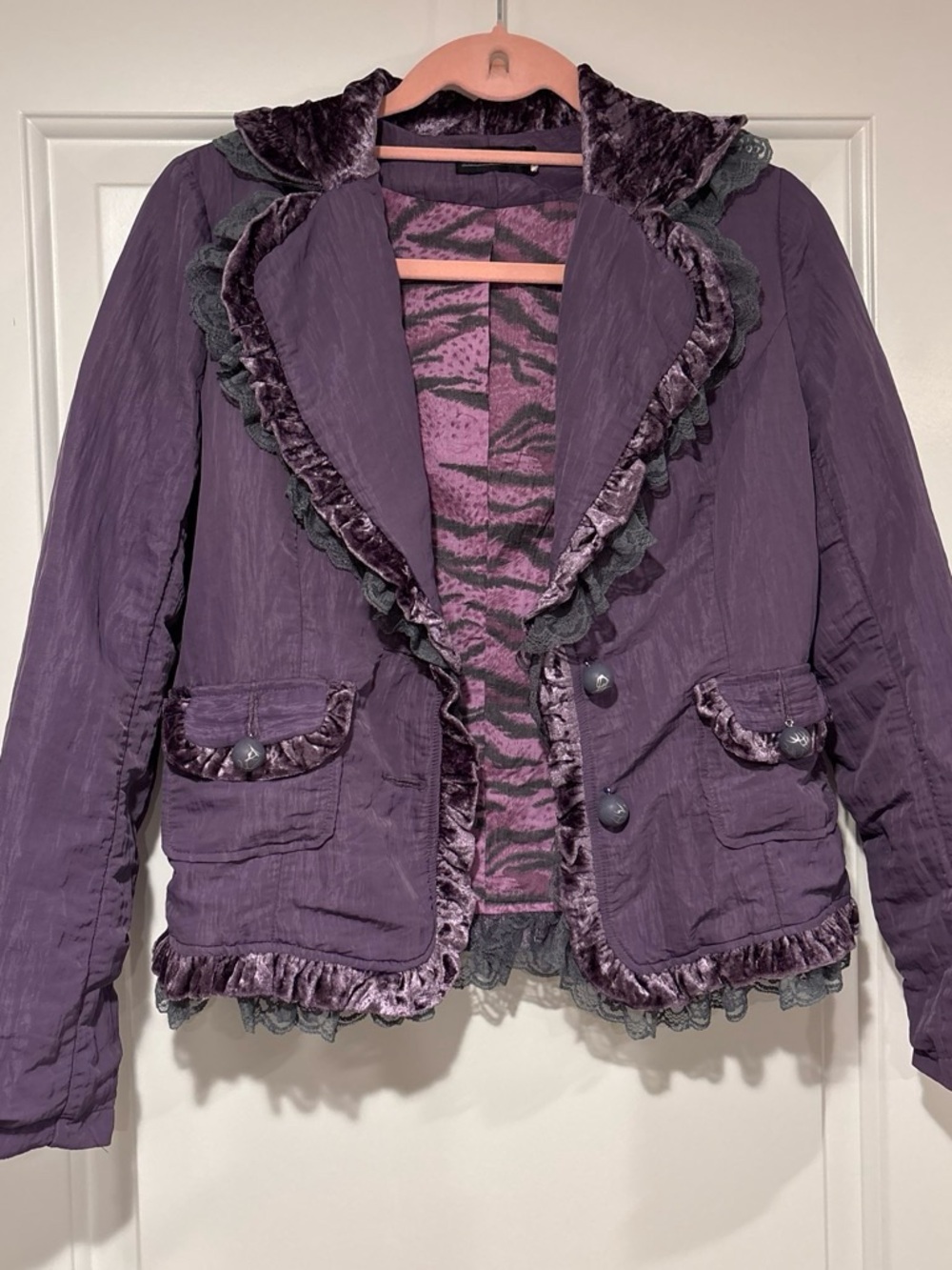 Women’s Purple Ruffle-Trim Blazer